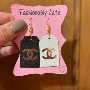 CC Inspired Hand Made Faux Leather & Foil Earrings